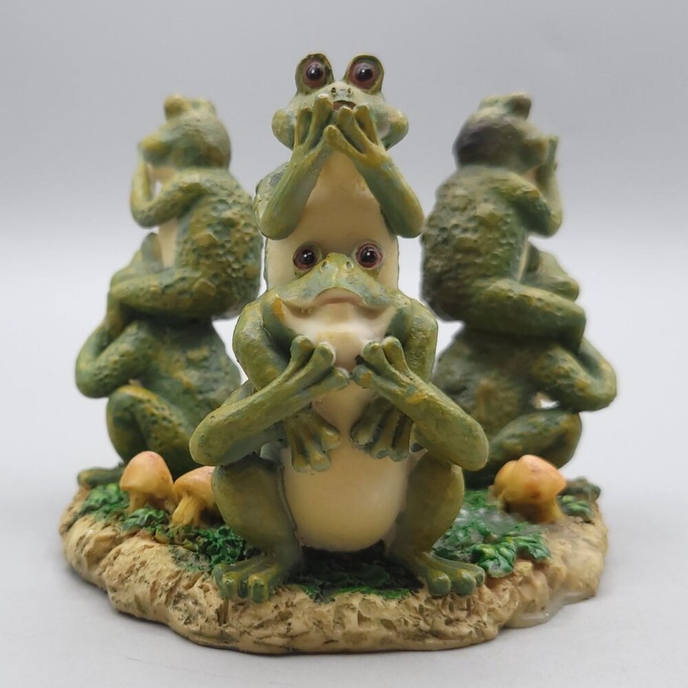 Frog Tealight Candle Holder Figurine With Mushrooms Grass Base